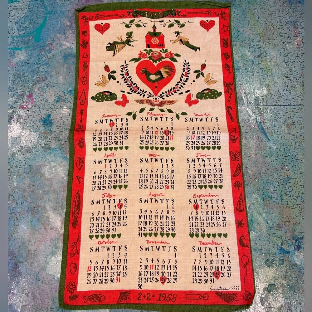 1958 Linen Calendar